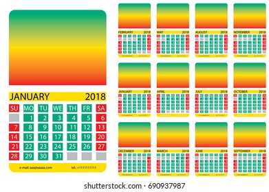 Calendar grid. This page wall calendar. In place of the gradient field can be foredeck your image. Eps 10
