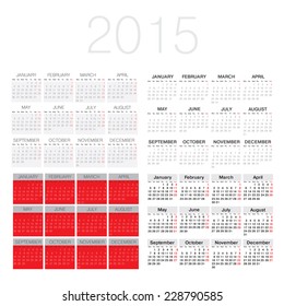 The calendar grid for a year