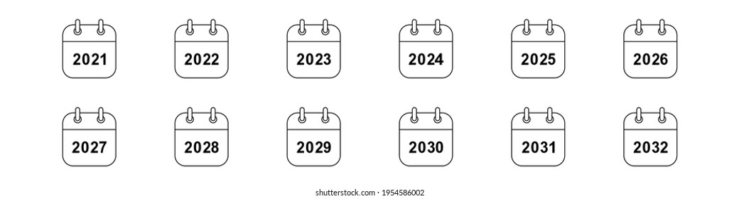 Calendar grids from 2021 to 2033. Large universal set of calendars, applications, planners in one EPS file.