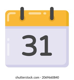 Icono de fecha de halloween del calendario en diseño plano 