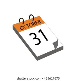 Calendar halloween illustration on the white background. Vector illustration