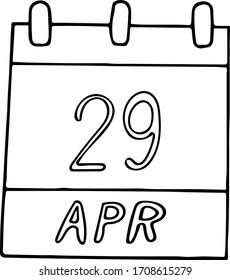 calendar hand drawn in doodle style. April 29. International Dance Day, date. icon, sticker, element