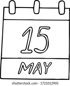 calendar hand drawn in doodle style. May 15. International Day of Families, Conscientious Objectors, climate, date. icon, sticker, element