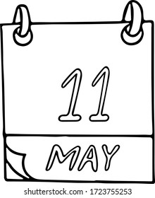 calendar hand drawn in doodle style. May 11. Eat What You Want Day, date. icon, sticker, element