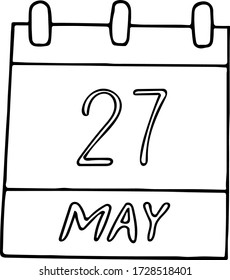 calendar hand drawn in doodle style. May 27. World Multiple Sclerosis Day, date. icon, sticker, element