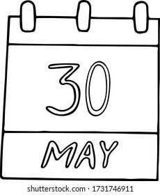 calendar hand drawn in doodle style. May 30. World Tai Chi and Qigong Day, date. icon, sticker, element