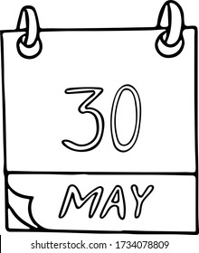 calendar hand drawn in doodle style. May 30. World Tai Chi and Qigong Day, date. icon, sticker, element