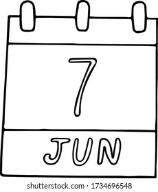 calendar hand drawn in doodle style. June 7. World Food Safety Day, date. icon, sticker, element