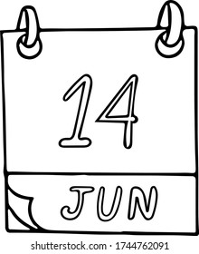 mano de calendario dibujada al estilo doodle. 14 de junio. Día Mundial del Donante de Sangre, Weblogger Internacional 