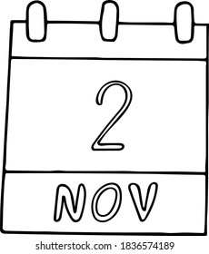 calendar hand drawn in doodle style. November 2. International Day to End Impunity for Crimes against Journalists, date. icon, sticker, element, design. planning, business holiday