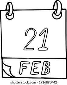 calendar hand drawn in doodle style. February 21. International Mother Language Day, Tourist Guide, date. icon, sticker element for design. planning, business holiday