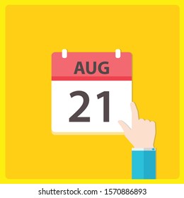 Calendar with hand over on it