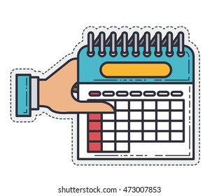 calendar hand planner moth time icon. Isolated and Flat design. Vector illustration