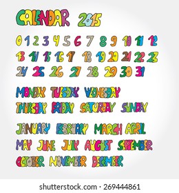 Calendar handwritten typography 