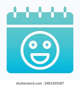Calendar With Happy And Joyful Face Emoji Vector Icon. Isolated Gradient Vector Icon.