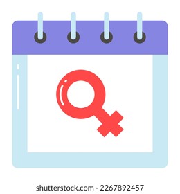 Calendar having female symbol vector design of women day