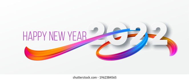 Calendar header 2022 number on colorful abstract color paint brush strokes background. Happy 2022 new year colorful background. Vector illustration EPS10