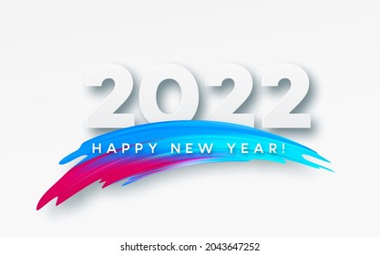 Calendar header 2022 number on colorful abstract color paint brush strokes background. Happy 2022 new year and Christmas colorful background. Vector illustration EPS10