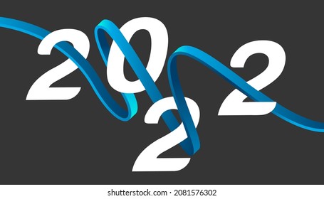Calendar header 2022 number on black abstract   background. Happy 2022 new year black background. Vector illustration EPS10