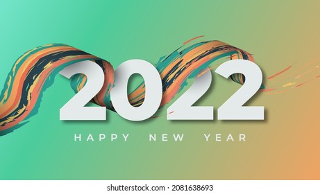 Kalender-Kopfzeile 2022 auf buntem abstraktem Farbpinselhintergrund. Frohes 2022 neues Jahr bunter Hintergrund. Vektorgrafik EPS10