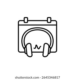 Calendar With Headphones And Waveform Representing Music Schedule