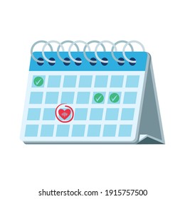 calendario con diseño de ilustración vectorial de marca cardiaca cardíaca