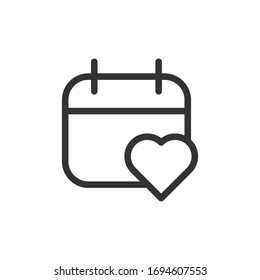 Calendar with heart icon. Date symbol modern, simple, vector, icon for website design, mobile app, ui. Vector Illustration