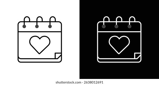 Calendar heart icon Graphic vector set for ui design