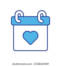 Calendar With Heart icon isolated on a white background. Vector illustration.