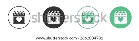 Calendar heart icon Minimal Flat Line Vector Icon Set.