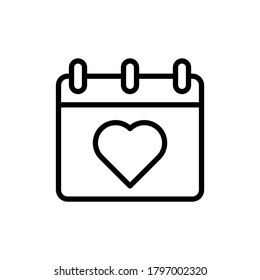 Calendar heart icon. Simple line, outline vector elements of almanac icons for ui and ux, website or mobile application