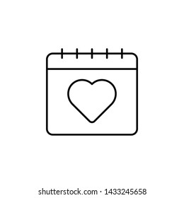 Calendar, heart icon. Simple thin line, outline vector of calendar icons for ui and ux, website or mobile application