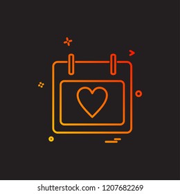 calendar heart icon vector design 