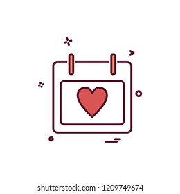 calendar heart icon vector design 