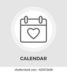 Calendar with heart icon vector. Flat icon isolated on the white background. Editable EPS file. Vector illustration.