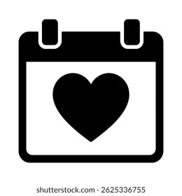 Calendar with Heart Icon vector. Ideal for use as a tattoo, icon, web graphic design, and infographic concepts."