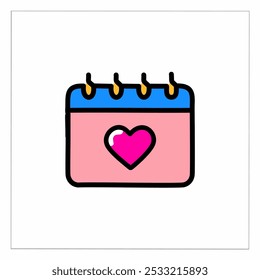 Calendar with heart icon. Vector illustration.