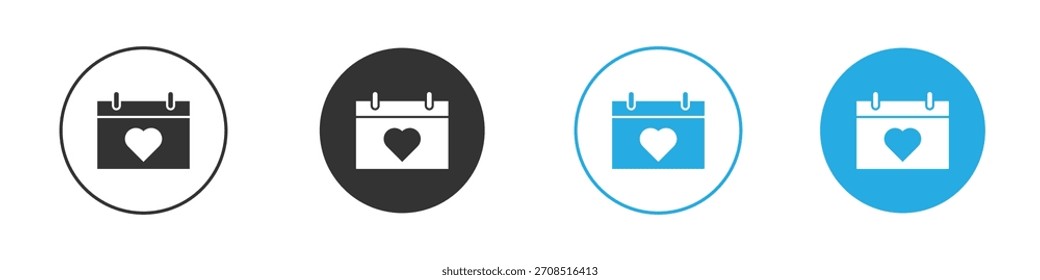 Calendar heart icon For web, mobile.Vector Illustration