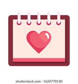 calendar with heart isolated icon vector illustration design