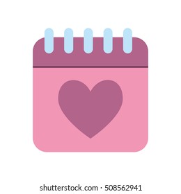 calendar with heart isolated icon vector illustration design
