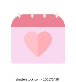 Calendar with heart isolated on white background. Heart. Valentines day symbol. Vector illustration. EPS 10.