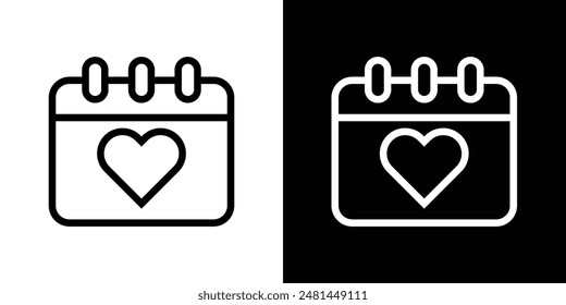 Conjunto de Ilustraciones vectoriales de iconos de línea de corazón del calendario.