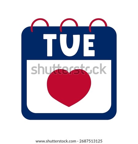 Calendar with Heart Mark: Minimal vector design of a calendar marked with a heart. Simple illustration for Giving Tuesday event.