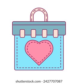 Calendar with heart on a white background