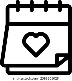 Calendar Heart Outline icon vector illustration
