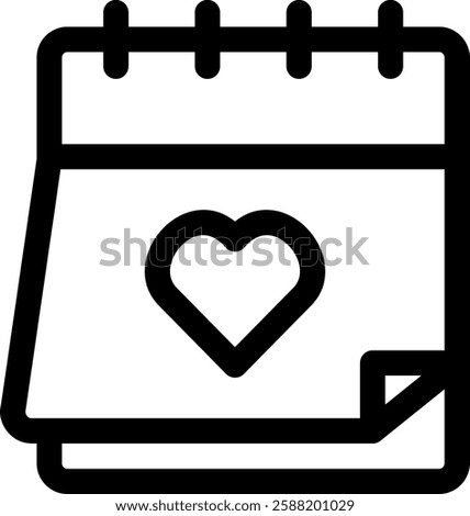 Calendar Heart Outline icon vector illustration
