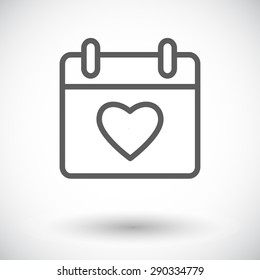 Calendar with heart. Single flat icon on white background. Vector illustration.