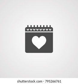 Calendar  with heart valentines day vector icon
