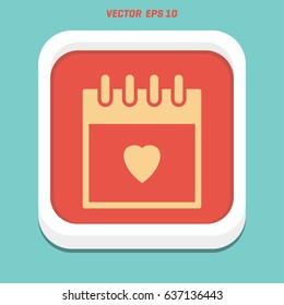 Calendar with heart vector