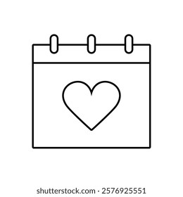 Calendar with Heart Vector Icon Illustration 